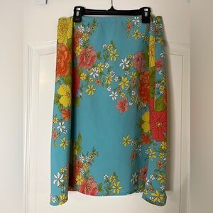 Vintage The Limited Teal Skirt with Floral Accents